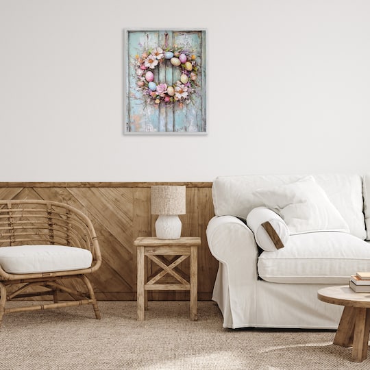 Stupell Industries Rustic Easter Egg Wreath Frame Giclée Wall Art